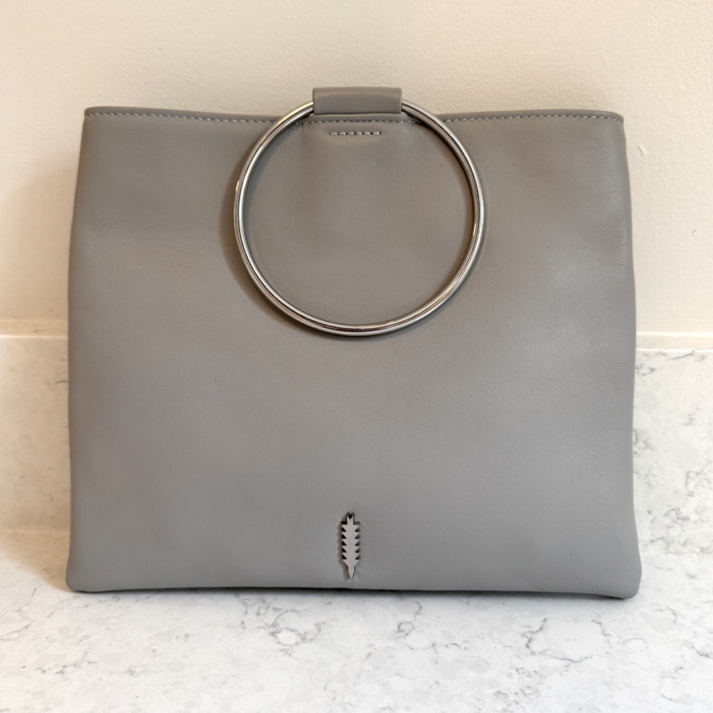 Thacker NYC - Gray Leather, silver Ring Handle Crossbody Bag